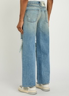 Satoshi Nakamoto Blessed To Be Stressed Distressed Wide-leg Jeans Blue