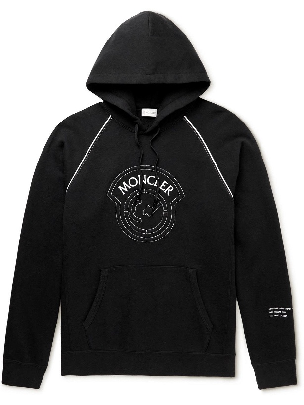 Photo: Moncler Genius - 7 Moncler Fragment Logo-Embroidered Cotton-Jersey Hoodie - Black