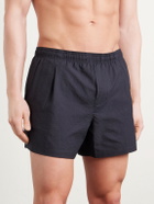 Our Legacy - Boxer Trunk Straight-Leg Mid-Length Seersucker Swim Shorts - Black