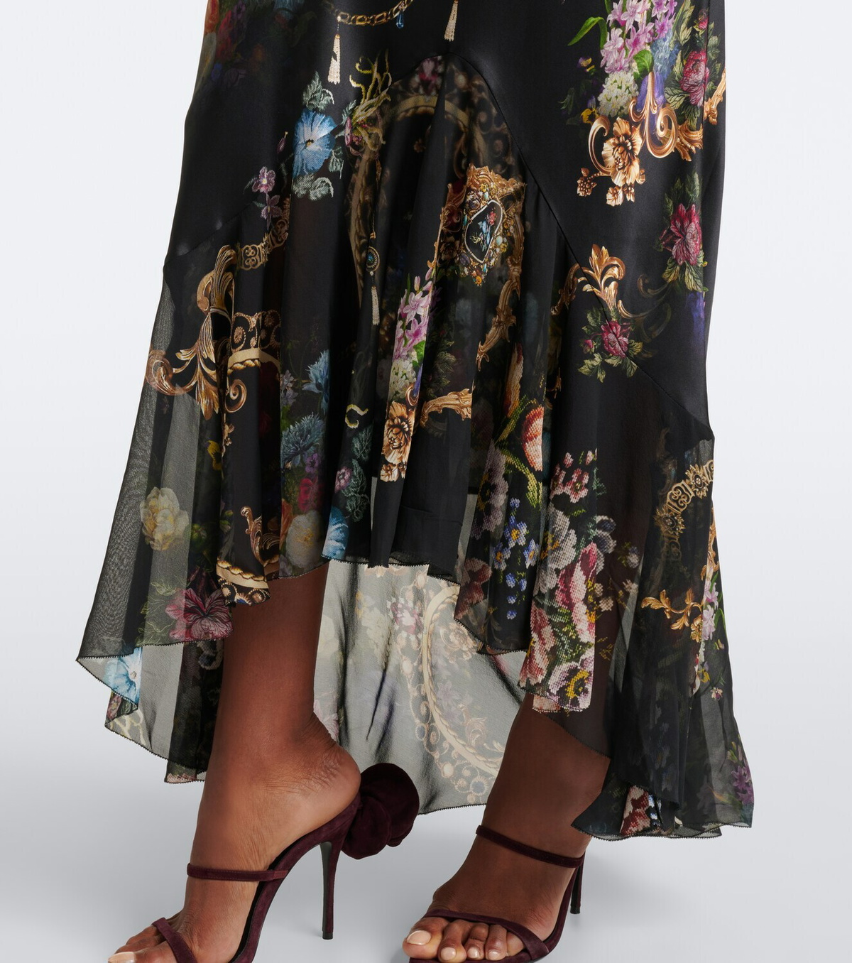 Camilla Floral silk satin slip dress