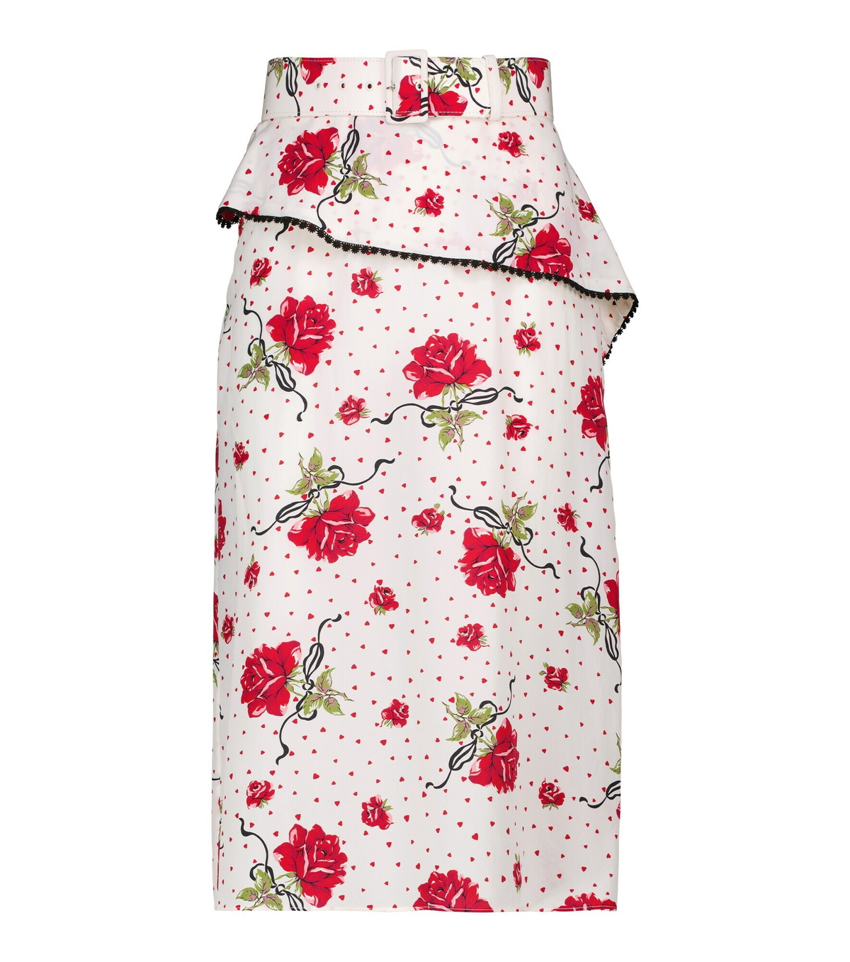 Rodarte - High-rise floral silk crêpe midi skirt
