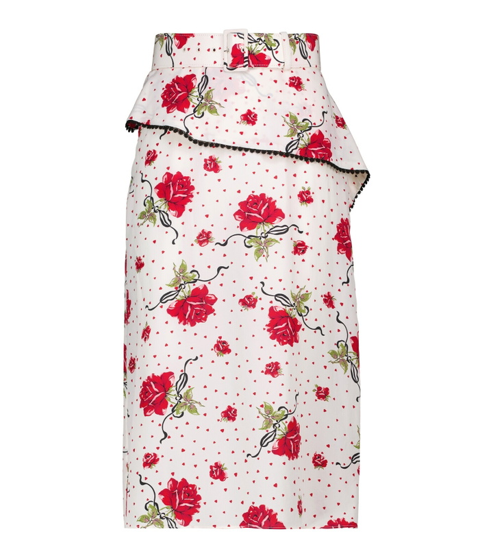 Photo: Rodarte - High-rise floral silk crêpe midi skirt
