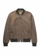 TOM FORD - Leather-Trimmed Lyocell-Twill Bomber Jacket - Brown