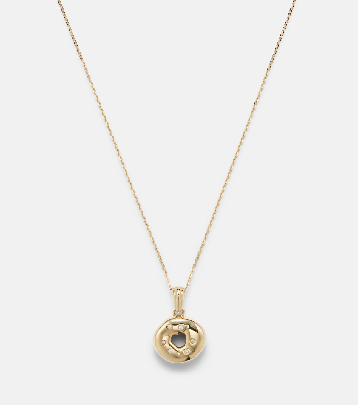 Stone and Strand Bagel Brunch 14kt gold pendant necklace with diamonds