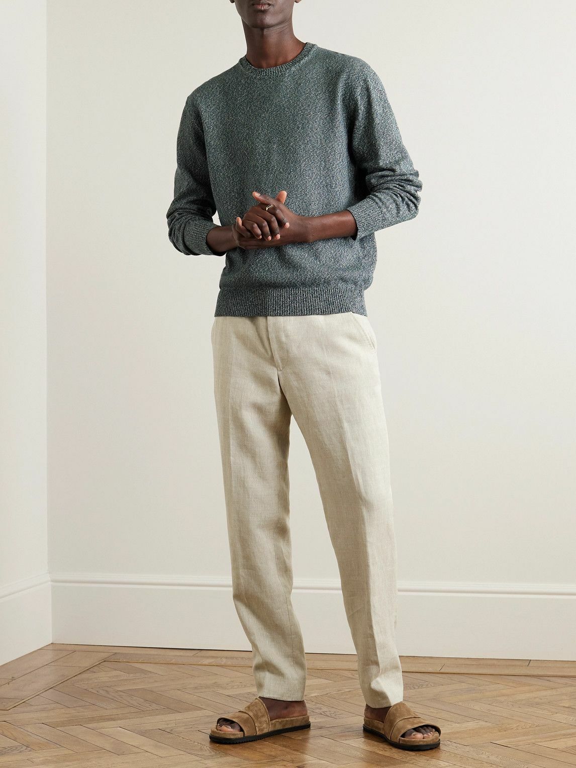 Mr P. - Straight-Leg Linen Drawstring Trousers - Neutrals Mr P.