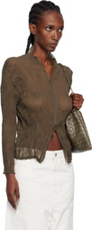 ISSEY MIYAKE Khaki Chiffon Twist Cardigan