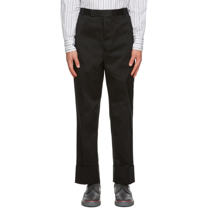 Thom Browne Black Twill Tipping Trousers Thom Browne