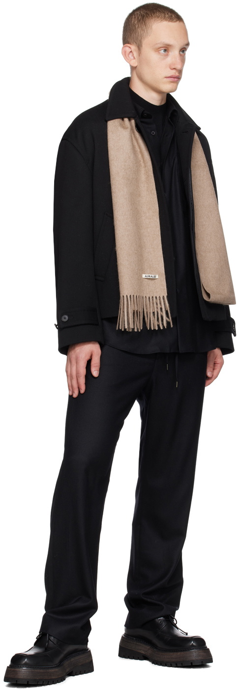 AURALEE Taupe Fringe Scarf
