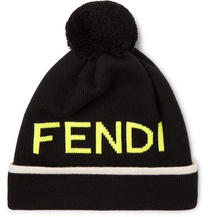 Photo: Fendi - Logo-Jacquard Wool Beanie - Black