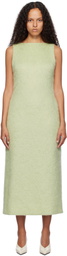 AURALEE Green Brushed Mohair Shaggy Midi Dress
