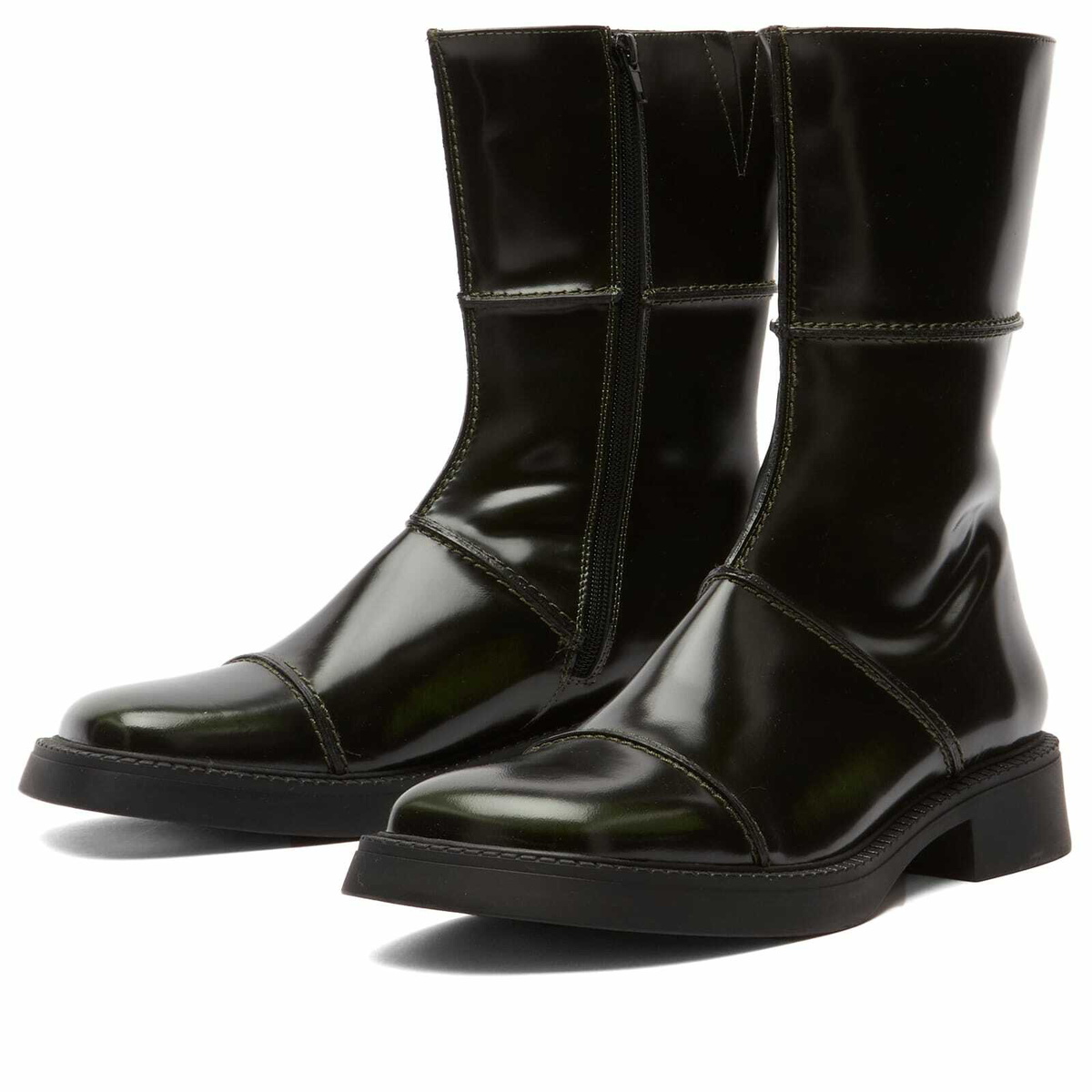 MIISTA Women's Dahlia Khaki Black Ankle Boots in Khaki/Black