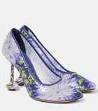 Loewe Toy 90 floral sequined mesh pumps