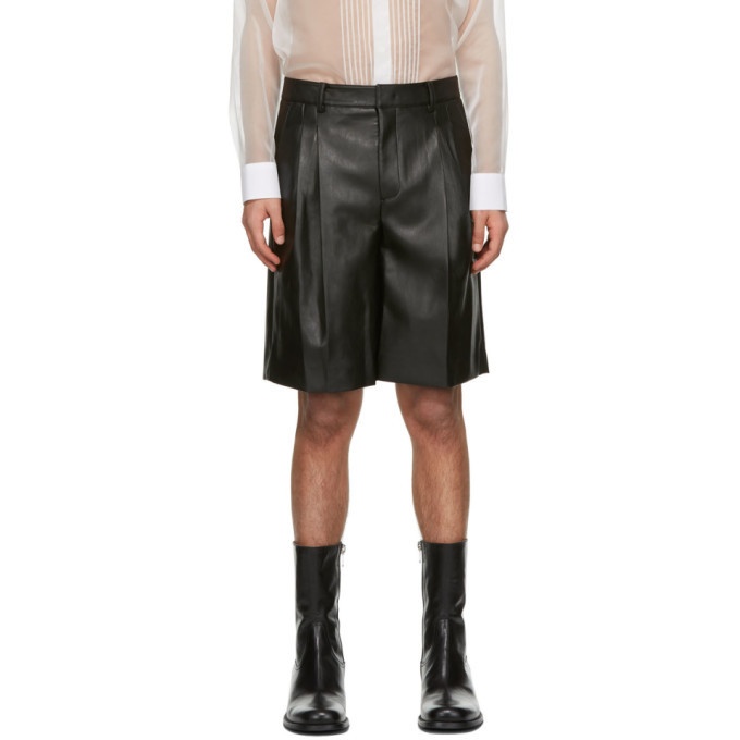 Photo: System Black Faux-Leather Shorts