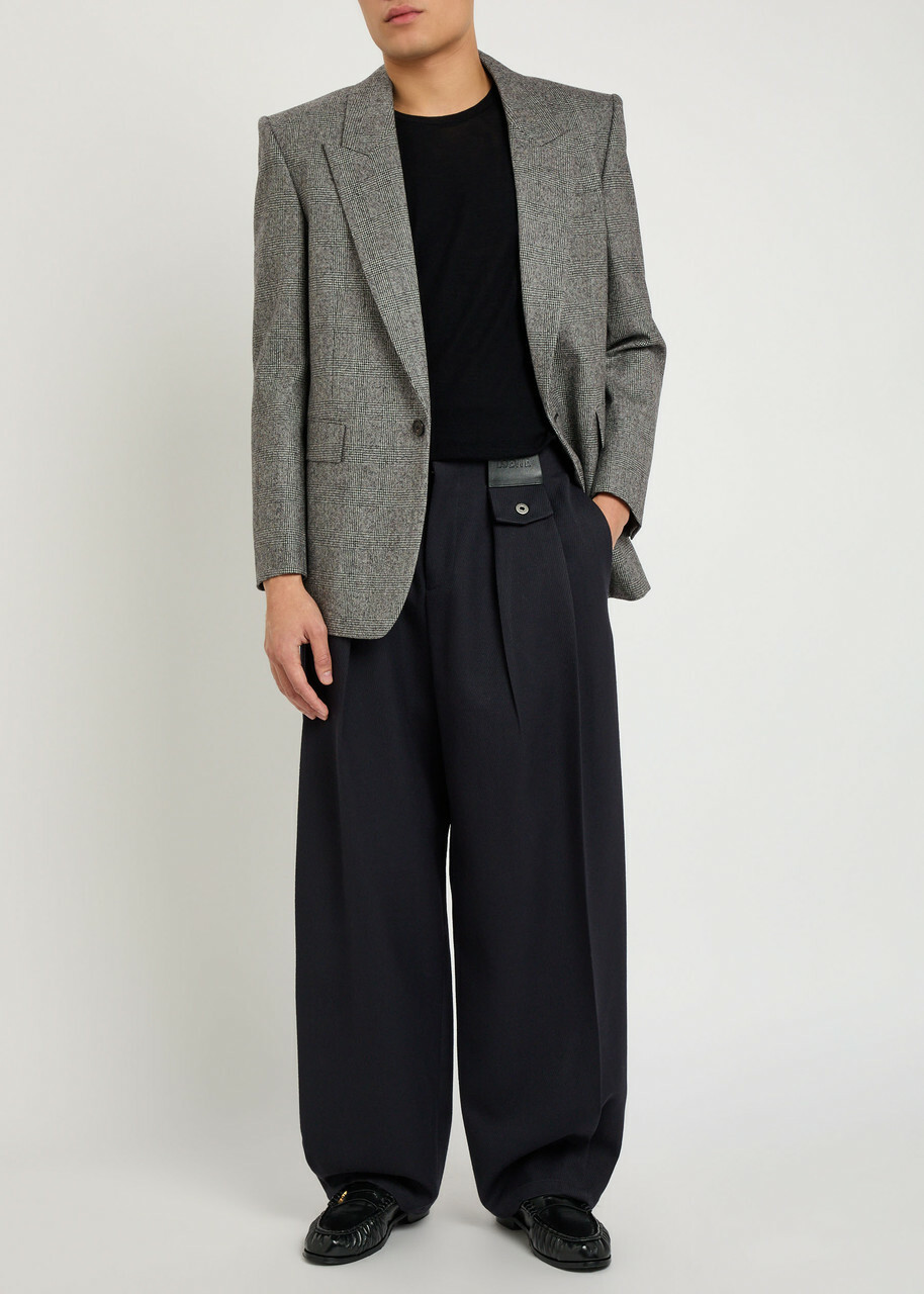 Saint Laurent Checked Wool Blazer Black