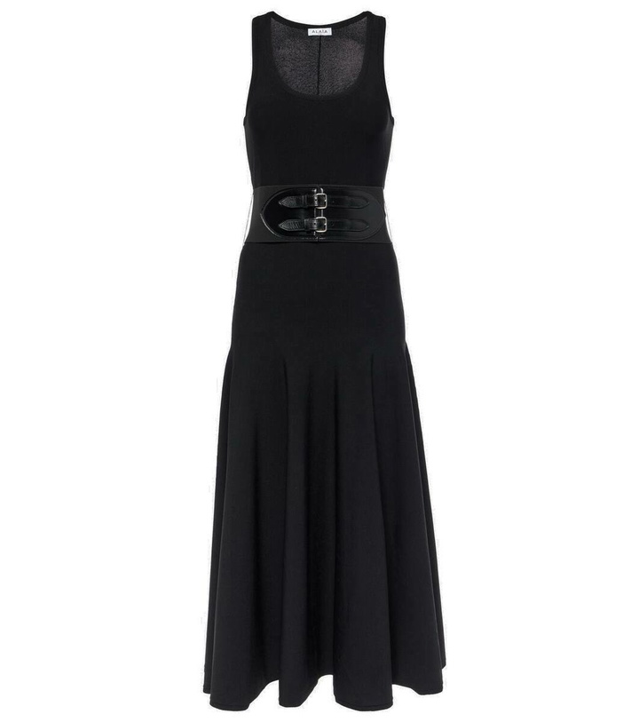 Photo: Alaïa Leather-trimmed midi dress