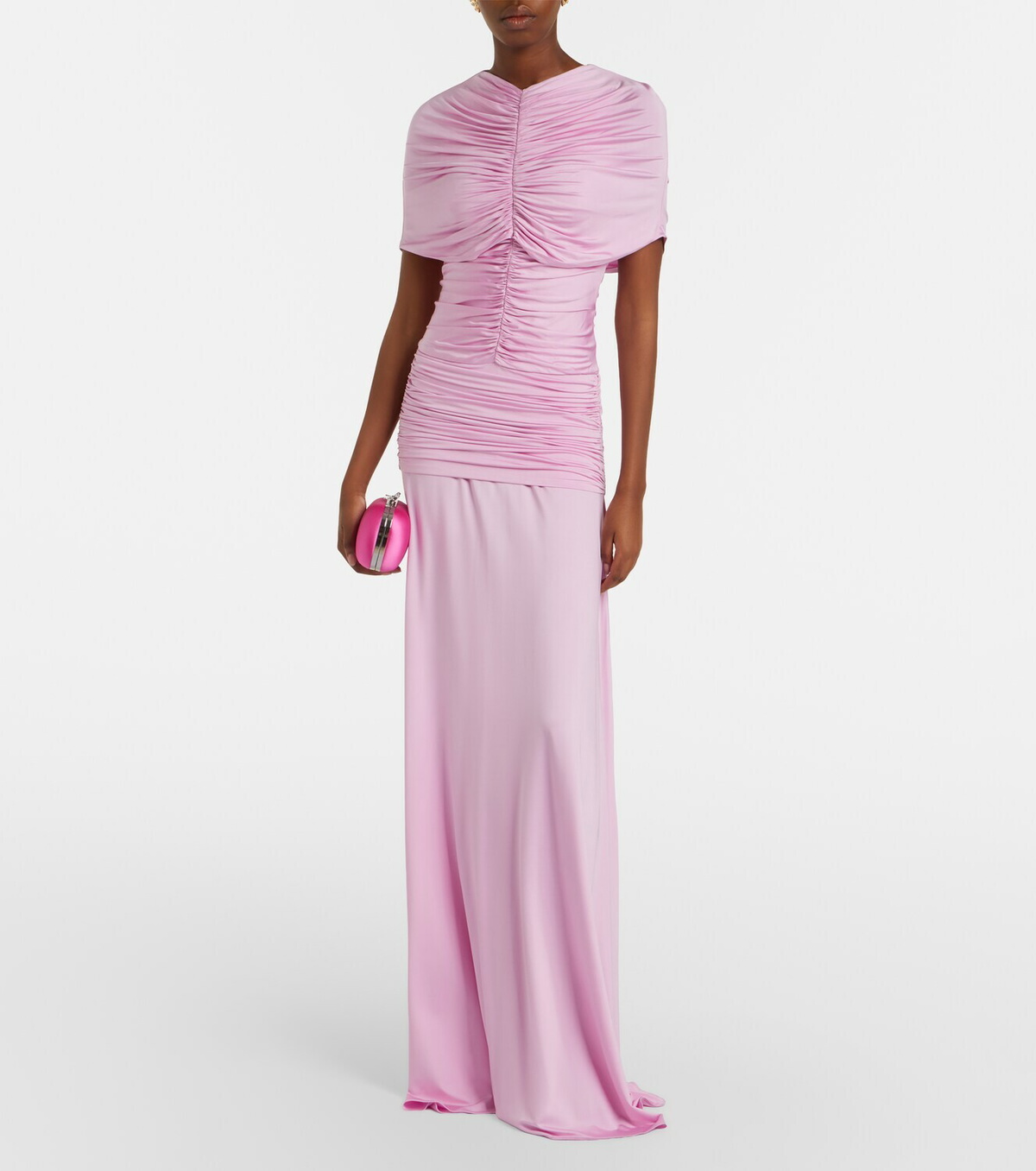 Self-Portrait Caped ruched jersey maxi dress