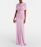 Self-Portrait Caped ruched jersey maxi dress