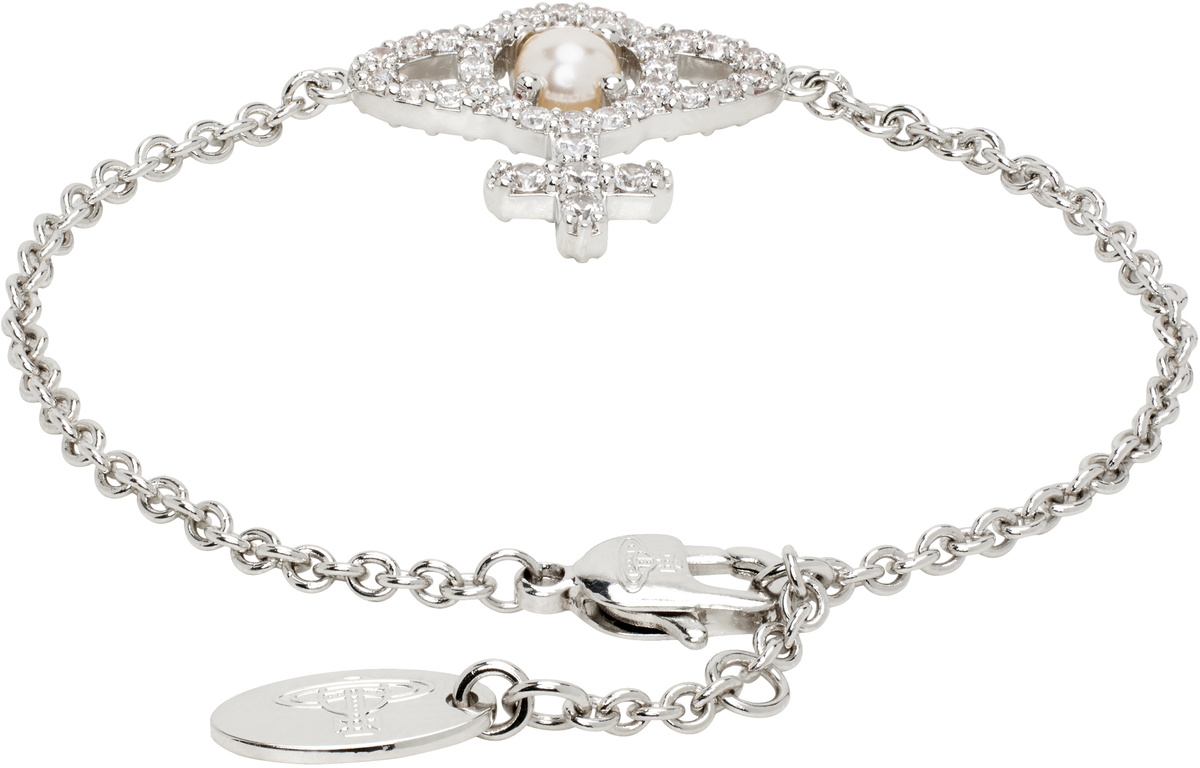 Vivienne Westwood Silver Olympia Pearl Chain Bracelet Vivienne
