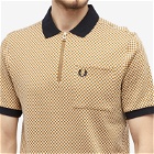 Fred Perry Men's Micro Chequerboard Polo Shirt in Oatmeal/Dark Caramel