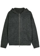 Mki Miyuki Zoku Logo-embroidered Hooded Brushed Knit Jumper Charcoal