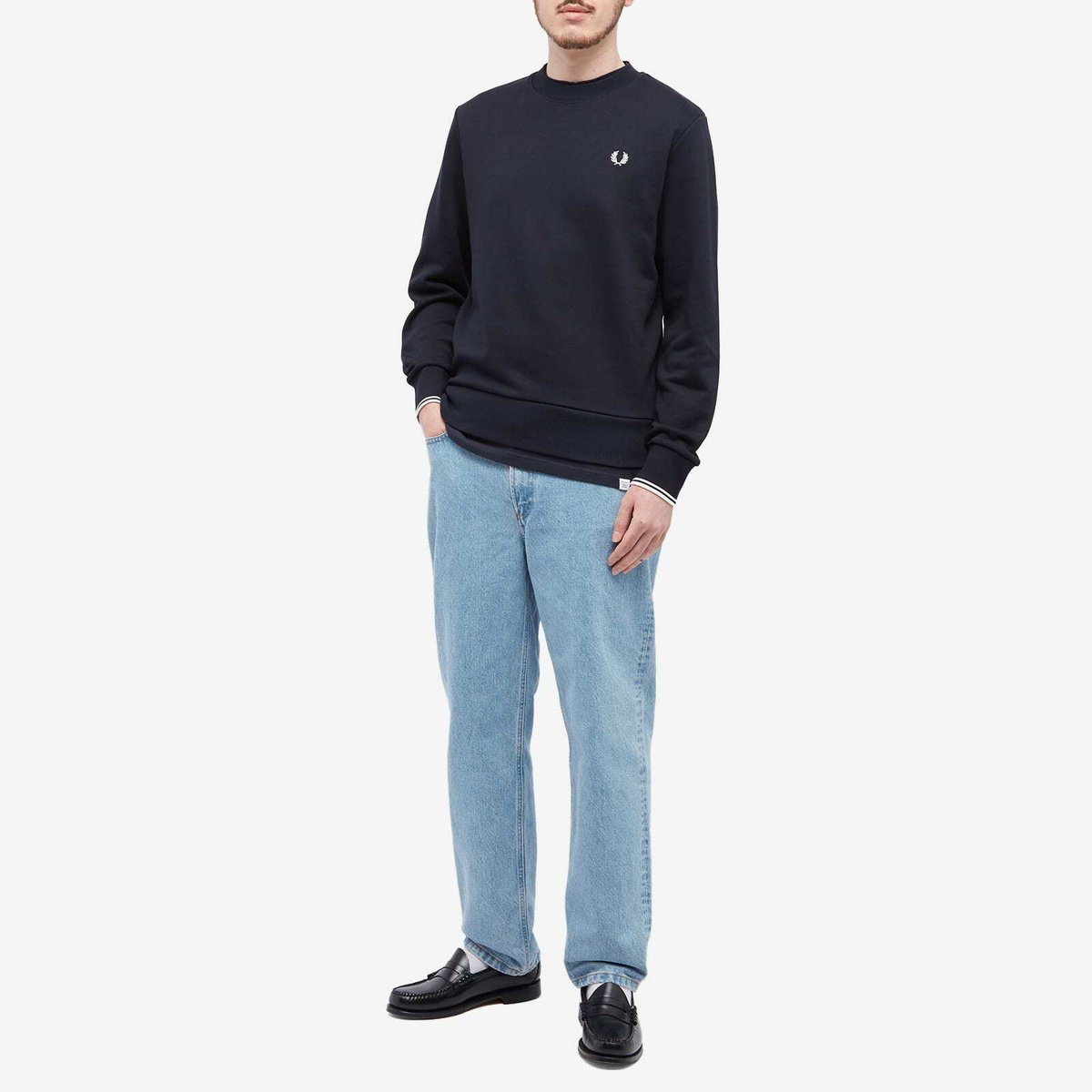 Fred Perry Men's Crew Sweat in Navy