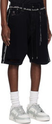 mastermind JAPAN Black Inside-Out Denim Shorts
