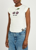 Stella Mccartney Cherry Printed Cotton T-shirt Ivory