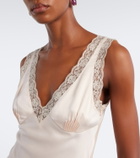 Posse Blake lace-trimmed silk satin top