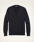 Brooks Brothers Men's Big & Tall Supima Cotton V-Neck Sweater | Black