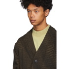 Lemaire Brown and Black Diagonal Print V-Neck Cardigan