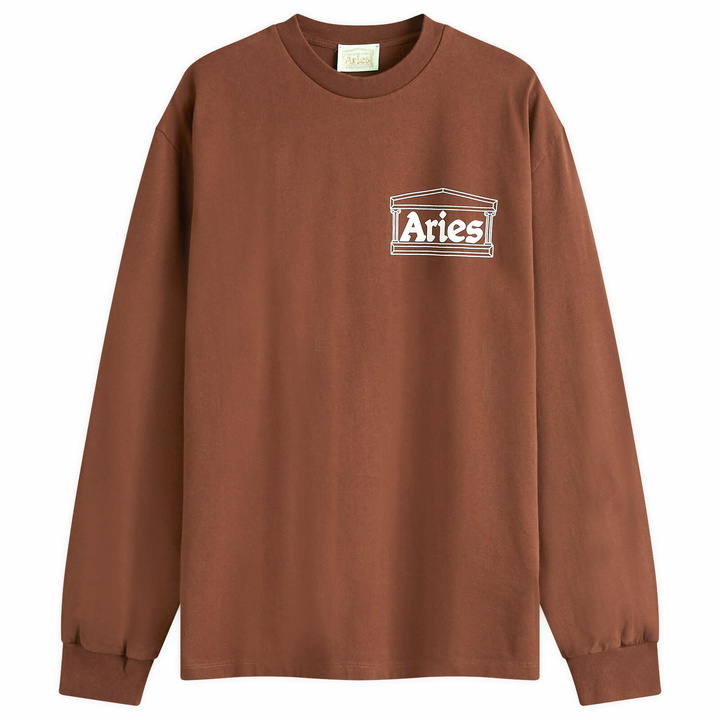 Photo: Aries Men's Long Sleeve Temple T-Shirt in Brown