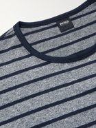 HUGO BOSS - Striped Mélange Cotton and Linen-Blend Jersey T-Shirt - Gray