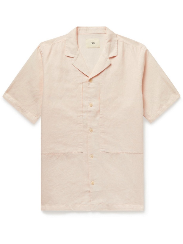 Photo: FOLK - Junction Camp-Collar Linen and Cotton-Blend Shirt - Pink - 1