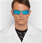 Balenciaga - Mono Rectangle-Frame Nylon Mirrored Sunglasses - Bright blue