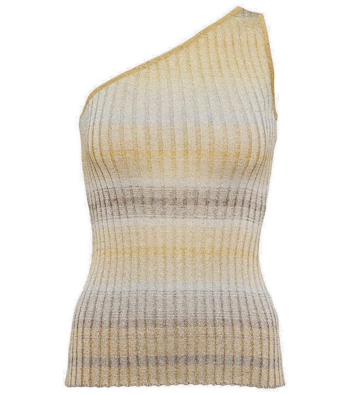 Photo: Missoni One-shoulder ribbed-knit lamé top