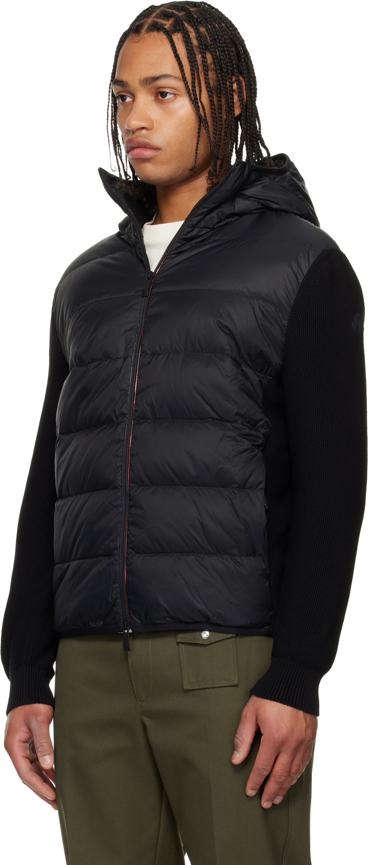 Moncler Black Padded Cotton Zip-Up Down Hoodie