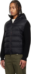 Moncler Black Padded Cotton Zip-Up Down Hoodie