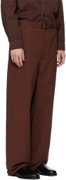 LEMAIRE Brown Seamless Belted Trousers