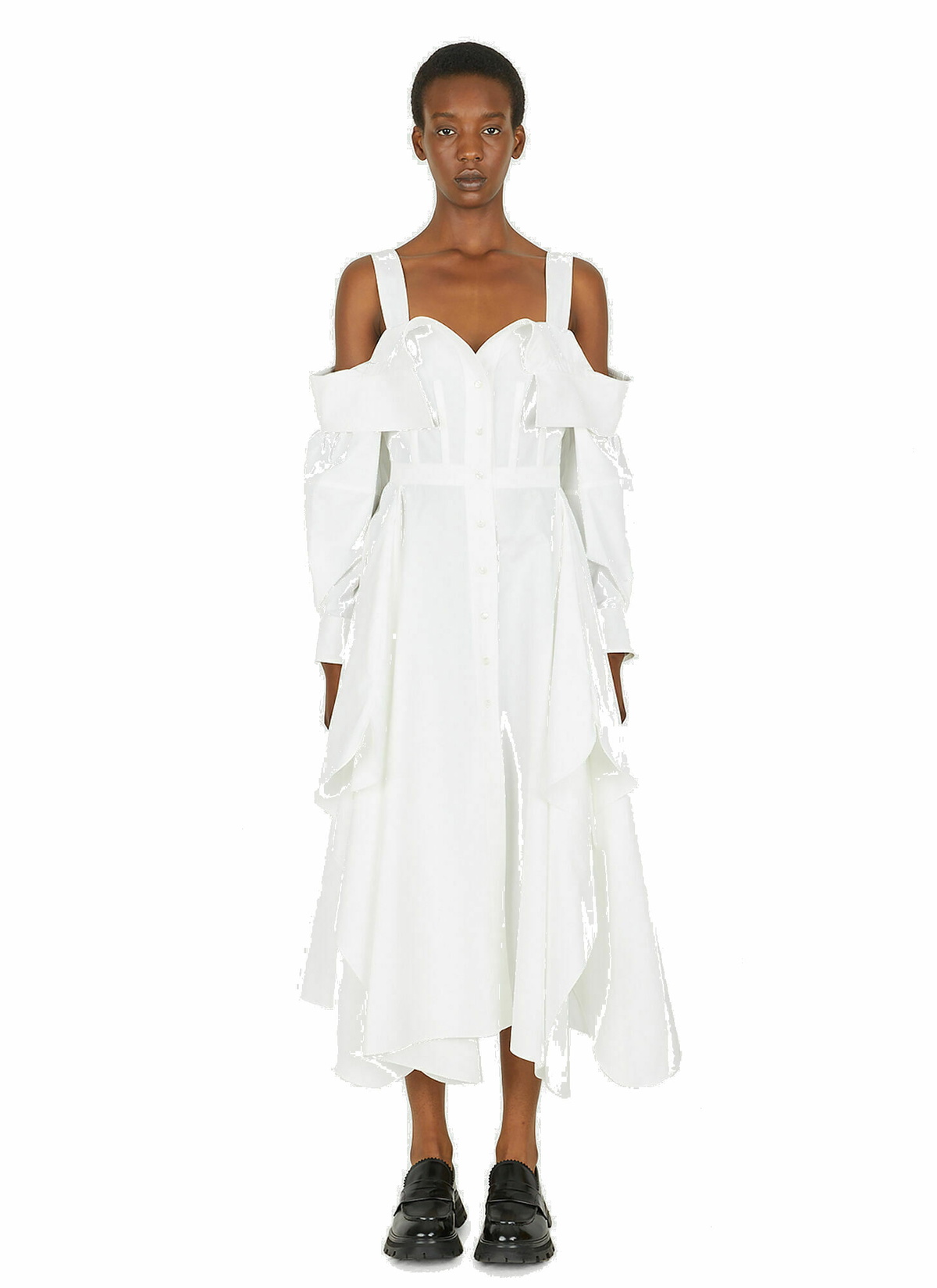 Deconstructed Shirt Dress in White Alexander McQueen