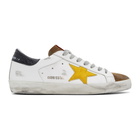 Golden Goose White and Brown Superstar Sneakers