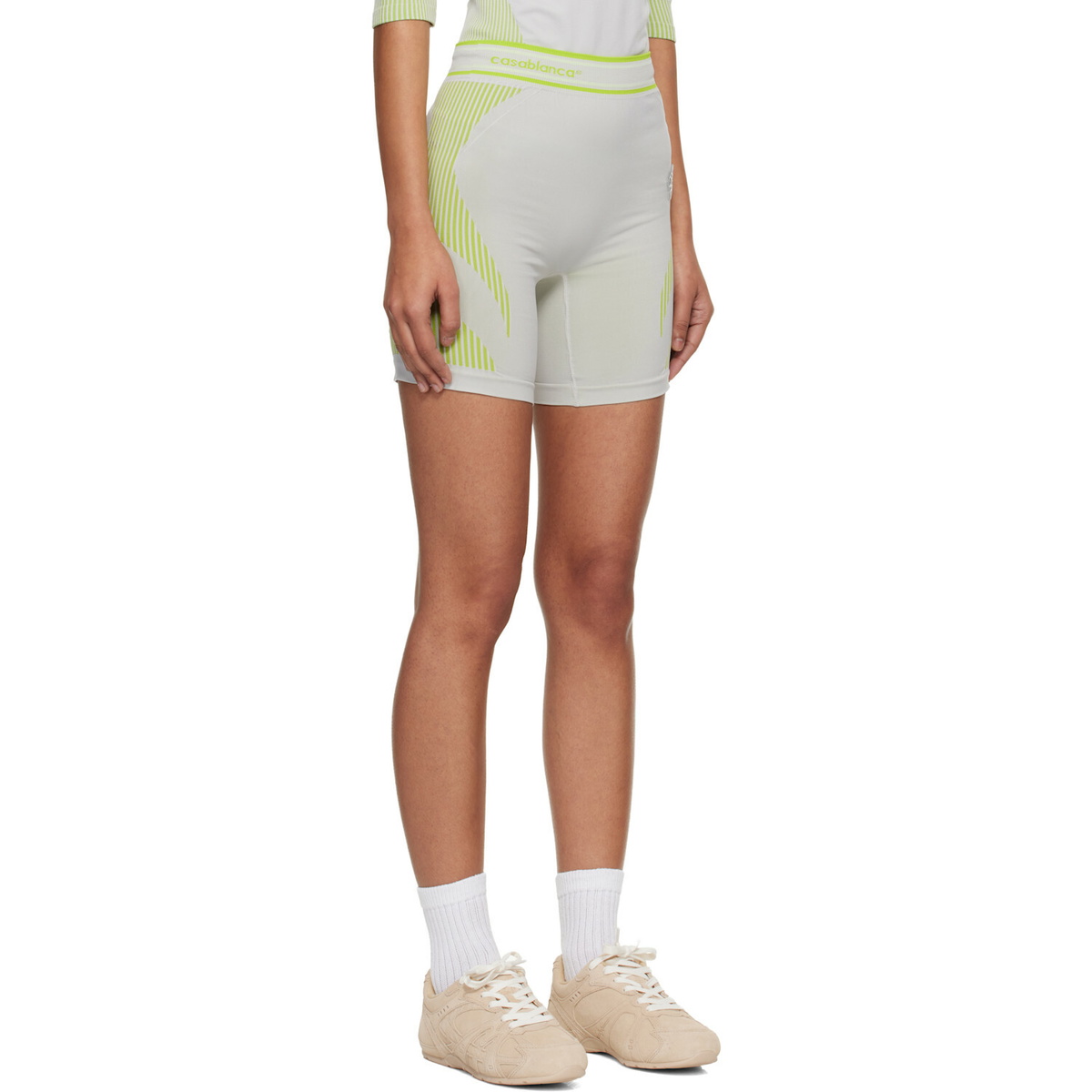 Casablanca Gray & Green Seamless Shorts