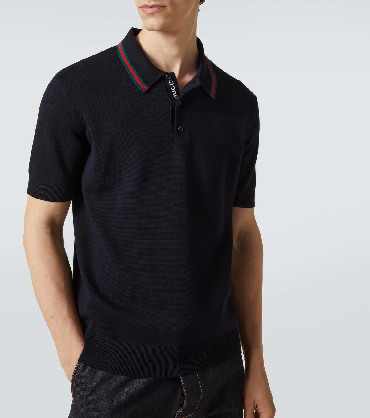 Gucci Web Stripe silk and cotton polo shirt