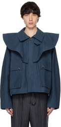 JW Anderson Blue Oversized Collar Trench Jacket