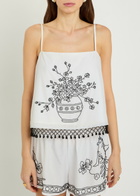 Bode Rosebloom Bead-embellished Cotton and Silk-blend Tank White