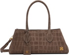 AMIRI Brown Suede Croc Honey 40 Shoulder Bag