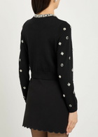 Alice + Olivia Dollie Embellished Stretch-wool Cardigan Black