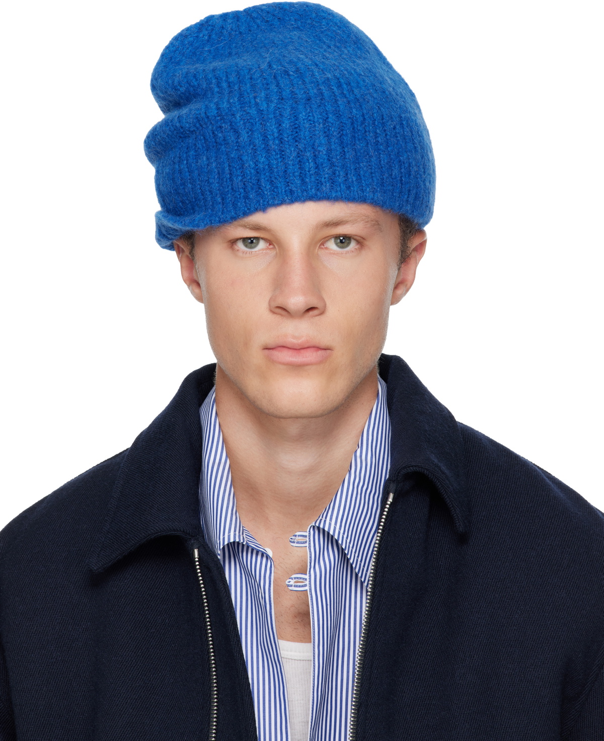 Dries Van Noten Blue Alpaca Blend Beanie