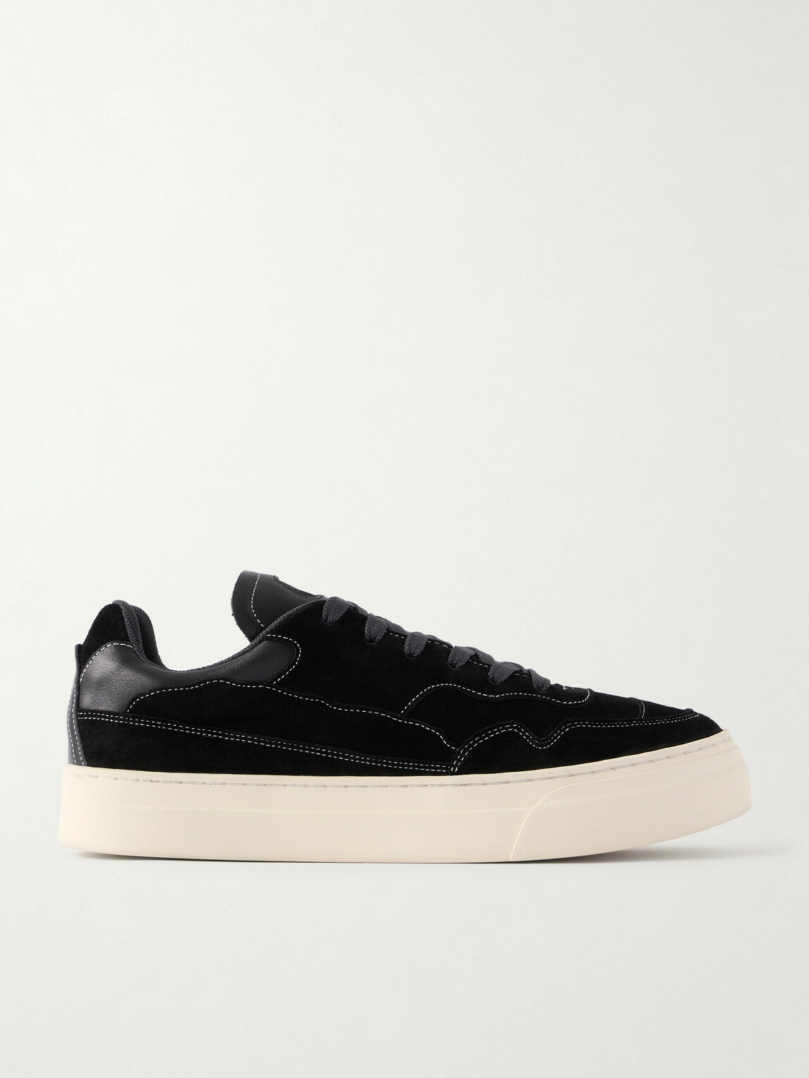 Omni - Matta Leather-Trimmed Suede Sneakers - Black