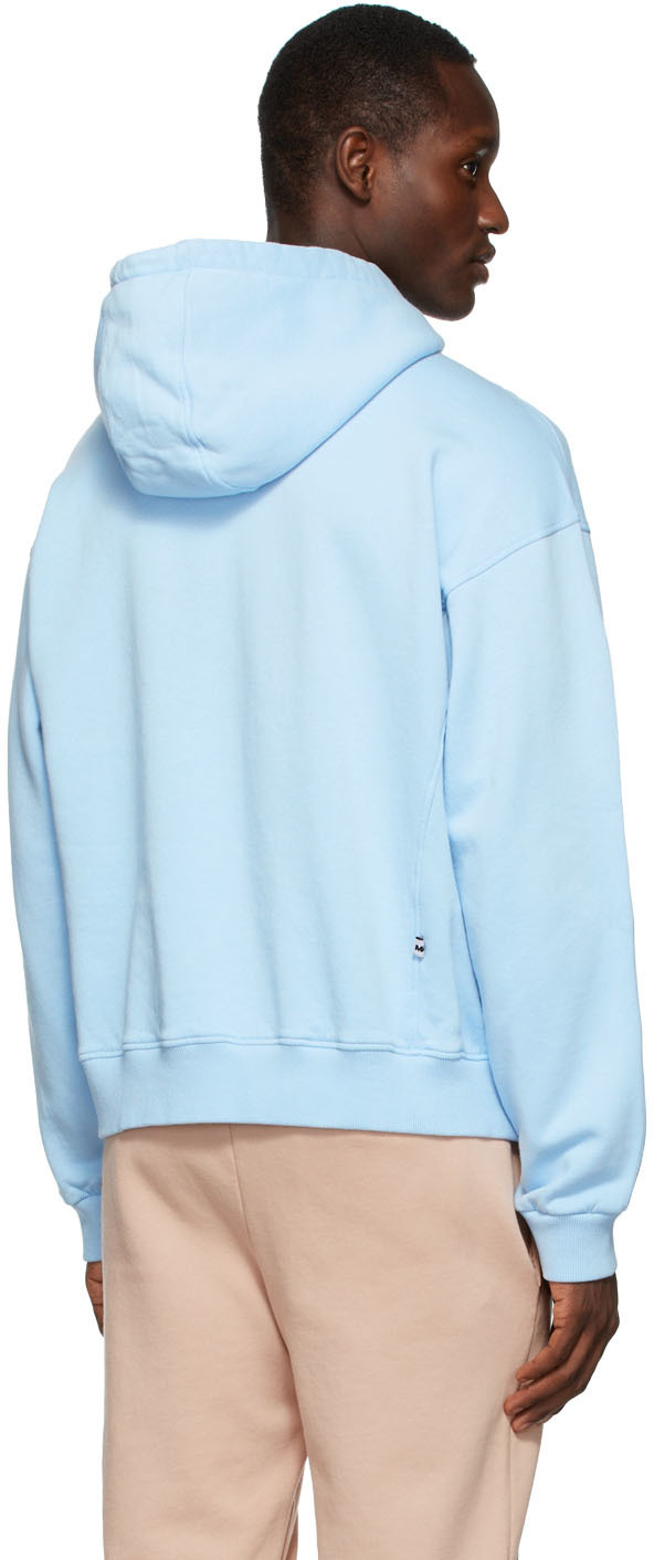 M.A. Martin Asbjørn SSENSE Exclusive Blue Cropped 'MA' Hoodie