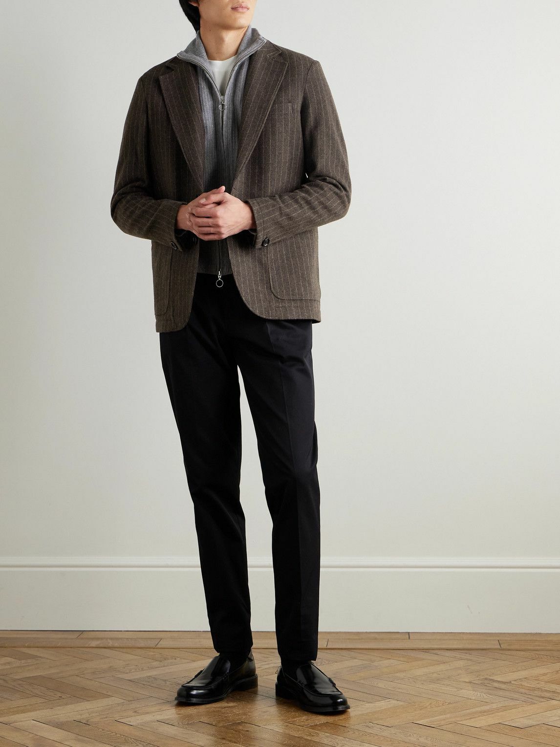 Oliver Spencer - Westbury Pinstriped Wool-Felt Blazer - Brown